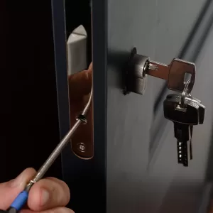 Installation,Of,A,Lock,And,Door,Handle,To,An,Interior